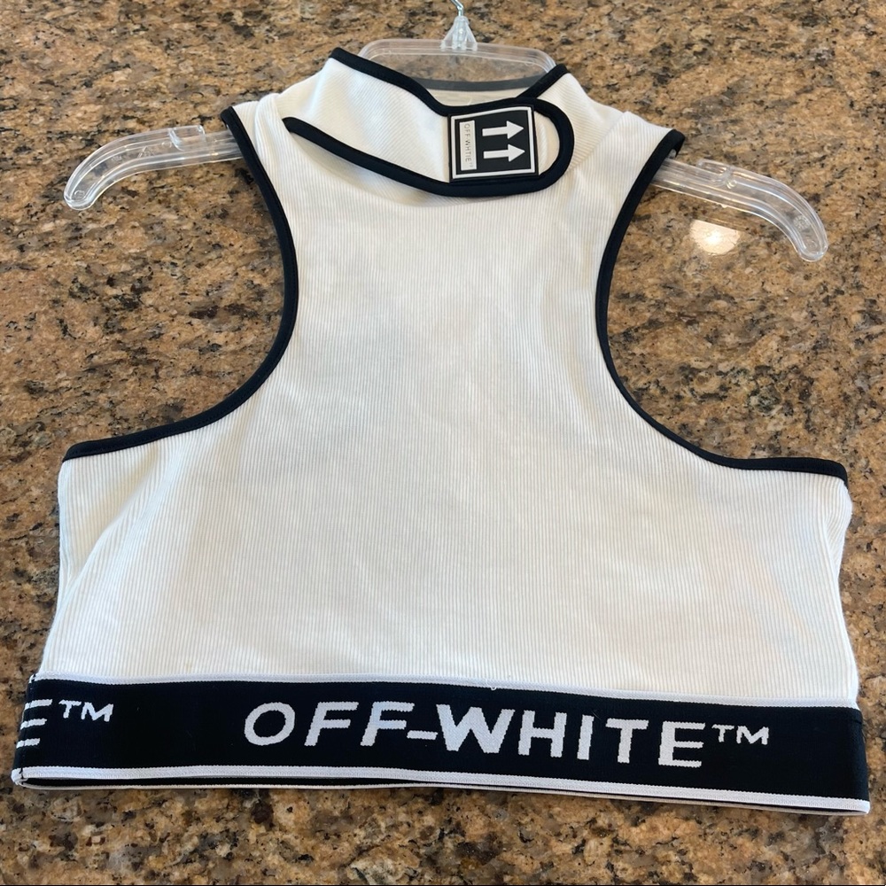 Off-White Ribbed crop Top with logo elastic